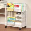 Estante de almacenamiento para mochilas escolares, carrito móvil para libros, soporte metálico para bolsas al lado de la mesa, estantería de almacenamiento con ruedas debajo del escritorio
