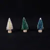 Decoración Navideña para el Hogar Mini Árbol de Navidad Torre de Nieve de Seda Sisal Pino Azul Verde Blanco Árbol de Navidad Pequeño Adornos de Escritorio