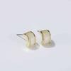 Pendientes Geométricos de Semicírculo con Aguja de Plata S925 para Mujer, Pendientes Versátiles de Piedra Ojo de Gato, Lujo Ligero, Joyería de Nicho de Gama Alta al por Mayor