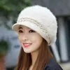 Chapéu de Coelho Rex de Veludo Feminino Inverno Estilo Coreano Chapéu de Pelo de Coelho Nova Touca de Inverno Chapéu de Tricô Quente Espessado