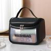 PVC translúcido saco cosmético PU impermeável fosco saco de higiene pessoal flip portátil saco de banho de viagem saco de armazenamento portátil