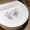 Brincos de Flor de Zircônia Doces Estilo Coreano Agulha de Prata, Brincos de Moda Exquisitos de Luxo Leve, Acessórios de Orelha com Temperamento Gentil Super Feérico