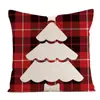 2022 Nueva Funda de Almohada Temática a Cuadros Silueta Navideña Ciervo Oso Árbol de Navidad Cojín para Sofá de Sala de Estar Cojín de Respaldo