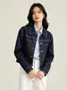 Chaqueta Corta de Mezclilla Xinge Estilo Retro de Contraste con Puntadas de Color Cintura Alta Ajustada Versátil para el Trabajo Top de Mezclilla En Stock