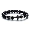 Pulsera cruzada de color turquesa blanco, piedra natural de 8 mm, piedra volcánica, varios colores, fabricante de joyas de turquesa, gran oferta en Amazon