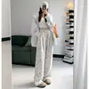 Pantalones Anchos Estampado de Perros Talla Grande 150 kg para Mujer Primavera/Verano 2026 Estilo Delgado para Cuerpo Tipo Pera, Pantalones Casuales Sueltos Adelgazantes