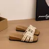 Chanclas Casuales 2026 Nueva Moda Sandalias de Cuña Mujer Perla Lujo Ligero Punta Abierta Cuadrada Exterior Verano