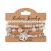 Pulsera de múltiples capas retro bohemia con cuentas del árbol de la vida para mujer, conjunto de pulseras DIY moderno y personalizado