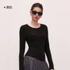 Novedad Otoño e Invierno Textura Cachemir Forro Polar Ropa Deportiva Informal Versátil Tops de Manga Larga Ajustados Ropa de Fitness Yoga