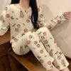 2026 Nuevo Estilo Conjunto de Pijama Térmico de Terciopelo Cálido para Mujer, Conjunto de Ropa para el Hogar Holgado Talla Grande para Otoño e Invierno
