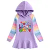 Vestido de Algodón Nuevo de Dibujos Animados Arcoíris para Niñas, Sudadera con Capucha de Manga Larga para Niños, Vestido de Princesa, Primavera y Otoño 2026