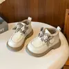 Sapatos de Couro para Meninas 2025 Novo Outono e Inverno Veludo Quente Sapatos de Algodão Laço Sapatos de Princesa para Meninas Pequenas Dropshipping