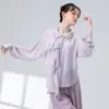 Ropa de Danza Clásica para Mujer, Estilo Nuevo, Ropa Exterior con Solapa de Gasa Perlada, Camisa Protectora Solar, Ropa Elegante de Práctica con Estética Oriental