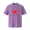 Nova Camiseta Retro Americana Lavada com Efeito Desgastado de Manga Curta para Homens e Mulheres, Verão 230g Gola Redonda Casual Roupas Estampadas