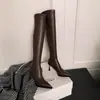 Botas altas de otoño e invierno, botas por encima de la rodilla, botas de tacón de aguja de punta fina, botas ajustadas, botas de moda estilo francés Maillard, modernas