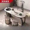 Conjunto de Mesa de Chá e Cadeiras Simples Modernas para Varanda em Ardósia, Chaleira Integrada de Luxo Leve para Uso no Escritório e em Casa