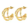 Pendientes de acero inoxidable multicapa de suministro directo transfronterizo para mujer, pendientes de empalme de moda versátiles, diseño nicho, pendientes de 18 quilates