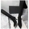 2025 Nuevas Botas de Otoño e Invierno Estilo Coreano Color Sólido Simple Cierre Lateral Ajustadas Botas de Tacón de Gato Punta Fina Tacón de Aguja Arriba de la Rodilla