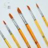 Set de brochas de aceite de pelo de nylon punta oblicua para pintura acrílica 6 barras de plástico transparentes bolígrafo de gouache
