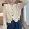 Nuevo cárdigan de punto grueso de cuello redondo estilo Chanel pequeño de nicho, de un solo pecho, versátil para mujer, para Otoño e Invierno