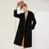 Abrigo de cachemira de doble cara para otoño e invierno para mujer, con cuello de solapa, mangas raglán, de longitud media, por encima de la rodilla, gabardina de lana holgada