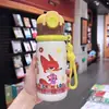 Taza térmica infantil Toy Story para niñas, taza con popote de aspecto moderno para estudiantes de primaria, vaso para beber de doble uso con tapa abatible