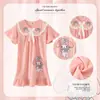 Pijama Feminino de Exportação do Sudeste Asiático Verão Fino para Menina Gola de Boneca Estilo Princesa Roupa de Casa para Crianças Grandes Pijama