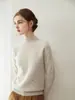 Novo suéter de tricô de cashmere 100% puro para outono e inverno, gola alta parcial, suéter base de cashmere solto e afina a silhueta