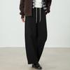 Pantalones Casuales de Pierna Ancha Azul Marino Estilo Nuevo Otoño 2026 para Mujer, Cintura Alta Elástica, Adelgazantes, Caída Fluida, Tachonados, Pierna Recta
