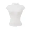 Envio Direto da Fábrica, Nova Camiseta Estilo Europeu e Americano, Gola Meia-Alta, Manga Curta, Corte Slim, Top Cropped Elástico para Mulheres