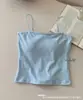 3006# Nuevo Encaje Patchwork Atmósfera de Moda Espalda Descubierta Tirantes Huecos Almohadilla para Pecho Deseo Puro Chica Picante Top Sutil