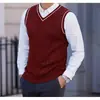 2026 Nuevo Chaleco de Punto Trenzado sin Mangas de Cuello en V para Hombre Otoño/Invierno Transfronterizo Talla Grande Camisa Base Casual