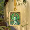 Colgante Thangka de Tíbet Color Oro Verde Madre Maestra de la Medicina Buda Cuadrado Aleación Colgante Thangka Collar Varios Diseños Opcionales
