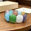 Nuevo Pulsera de Cristal con Piedra Ojo de Gato Color Caramelo Retro, Pulsera Arcoíris Verano Dopamina, Accesorio de Mano Versátil y Elegante para Mujeres