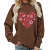 Sudadera con cuello redondo para mujer, estampado de corazón de pata de perro, talla europea, informal, moda, corte holgado, mercancía transfronteriza de comercio exterior