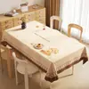 Mantel de dibujos animados, impermeable, a prueba de aceite, lavable, resistente al calor, alfombrilla anti-quemaduras para mesa de comedor, nuevo estilo crema 2026, tela de PVC para mesa de café