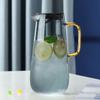 Tetera de Vidrio de Gran Capacidad para Agua Fría Bebida de Jugo de Frutas Blanca Fría Tapa Abierta Gris Humo de Borosilicato Jarra de Tetera para Agua Fría Olla Jingya
