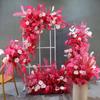 Decoração de casamento por favor encomende fileira de flores para banquete de casamento área de boas-vindas fundo de palco de casamento flor decorativa arco floral de simulação quarto de casamento