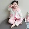 Pijama de Algodón para Niñas Primavera y Otoño 2026 Nuevo Estilo Conjunto de Pijama Cardigan para Bebé Ropa de Casa de Manga Larga con Dibujos Animados para Niños
