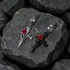 Artículo más vendido transfronterizo: Aretes de Alas de Diablo Estilo Gótico, Pinzas para Orejas de Acero Inoxidable con Espada y Corazón de Rosa, Accesorios para Orejas de Chica Picante