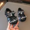 Zapatos de Princesa de Encaje Francés Lolita para Niñas 2026 Primavera Nuevos Zapatos de Cuero con Lazo para Niñas Pequeñas Planos Antideslizantes