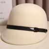 Sombrero para Mujer Otoño e Invierno Hebilla de Cinturón Lana Inclinado Estilo Ecuestre Coreano Retro Británico Montar Jinete Sombrero de Copa Versátil de Moda
