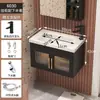 Gabinete de Baño de Vidrio con Puerta, Aluminio Montado en Pared, Ahorrador de Espacio para Apartamentos Pequeños, Borde Estrecho, Gabinete para Lavabo de Balcón de Baño, Gabinete con Espejo de Tocador