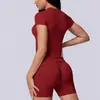 Conjunto de yoga de dos piezas, de punto sin costuras, color liso, transpirable y de manga larga, para deportes, running y fitness, de origen europeo y americano