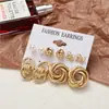 Set de Aretes de Aro con Perlas para Mujer Pendientes Geométricos Pendiente Círculo