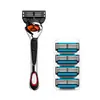 Barbeador manual de três lâminas masculino recém-atualizado, lâmina soldada por pontos de aço inoxidável azul, cabeças de lâmina de reposição no atacado