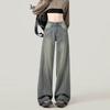 Jeans de Pierna Ancha con Diseño de Rayas Verticales Retro Americano para Mujer, Nuevo Otoño Cintura Alta Adelgazantes Sueltos de Pierna Larga