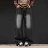 Jeans Americanos Hombre Otoño Nuevo Sueltos Pierna Recta Niños Pierna Ancha Casual Versátiles Pantalones Negro Azul