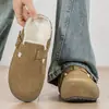 Sandalias Birkenstock estilo retro con forro de felpa para hombre, nueva colección de verano 2026, zapatos casuales versátiles para usar tanto en interiores como en exteriores, pantuflas de algodón tipo media zapatilla