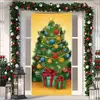 Cubierta de Puerta de Tela Elástica Cubierta de Puerta de Navidad Alegre Transfronteriza Tapiz Fondo de Tela de Regalo de Papá Noel para Fiesta Festiva